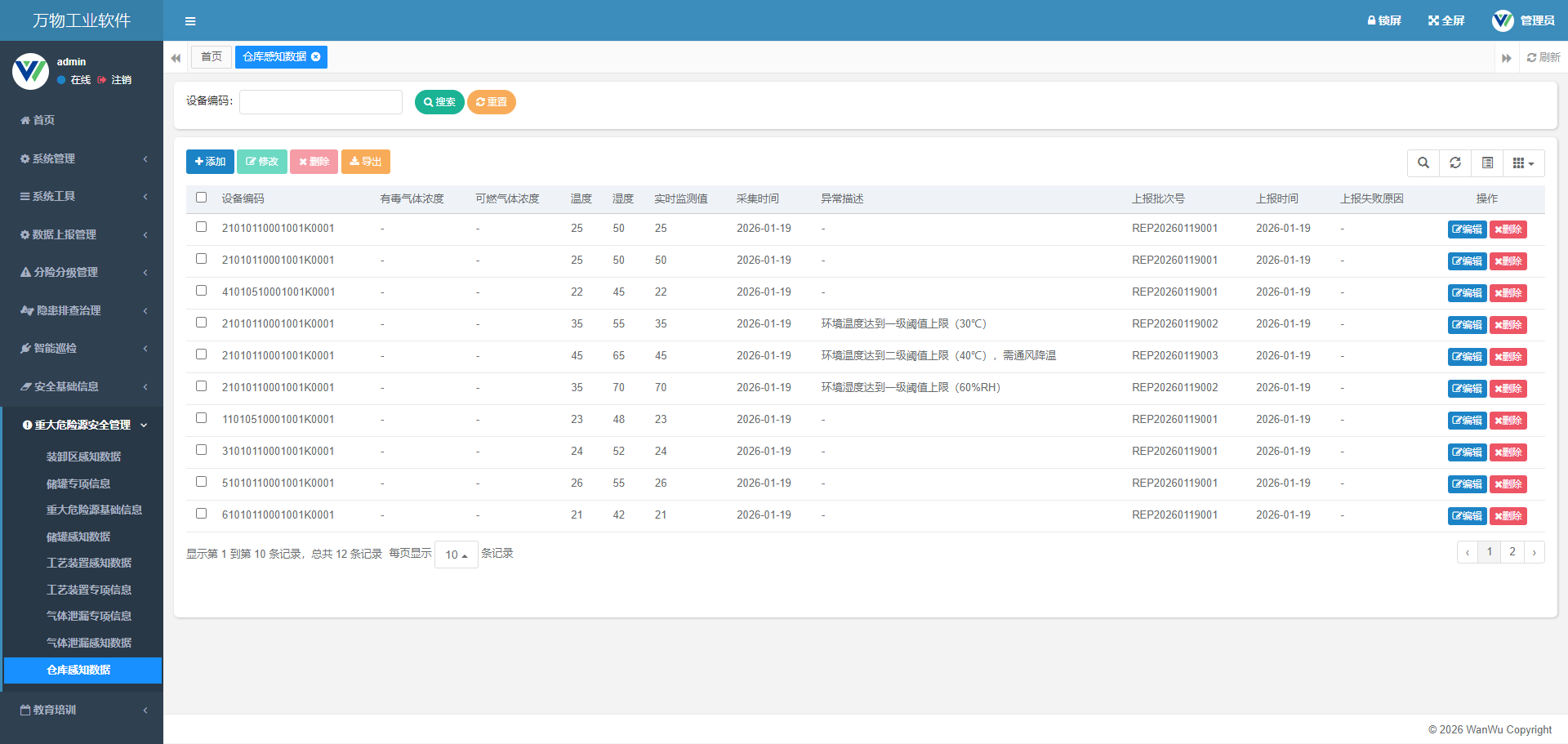 重大危险源-仓库感知