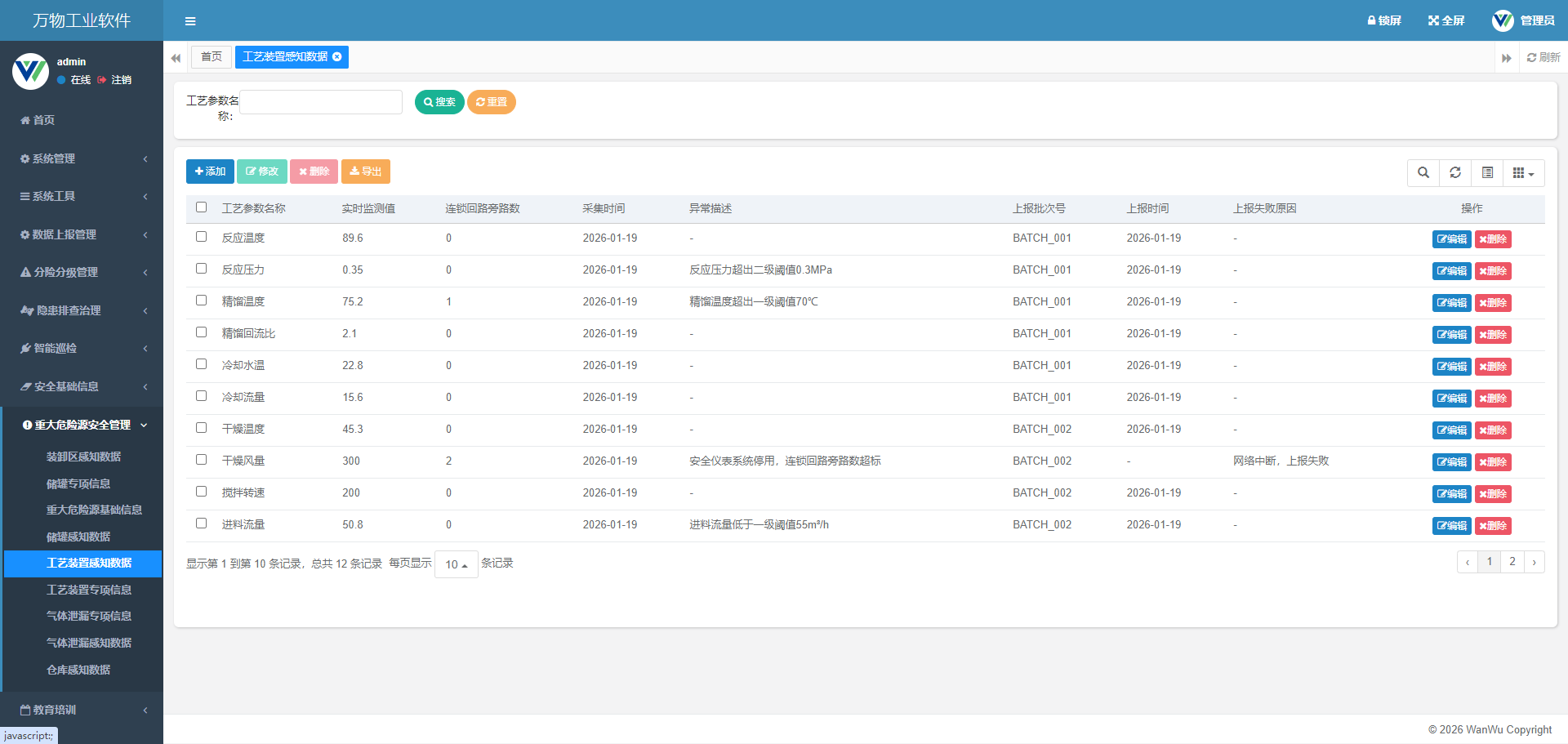 重大危险源-工艺装置感知